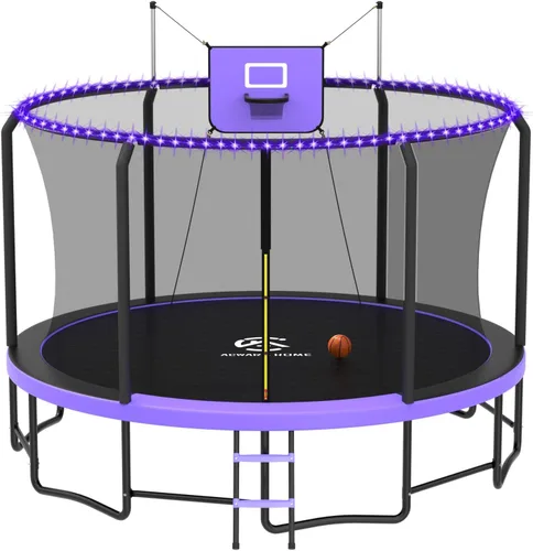 Vista 14 de Outdoor Trampoline with Net for Kids 10FT 12FT 14FT 15FT 16FT Púrpura