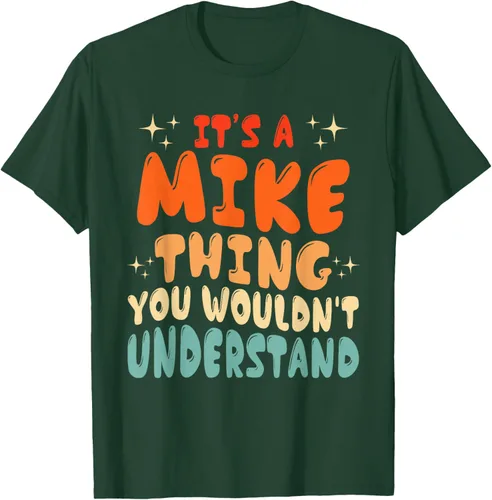 Vista 58 de Camiseta retro de los años 80 con texto en inglés "It's A Mike Thing You Wouldn't Understand", Negro