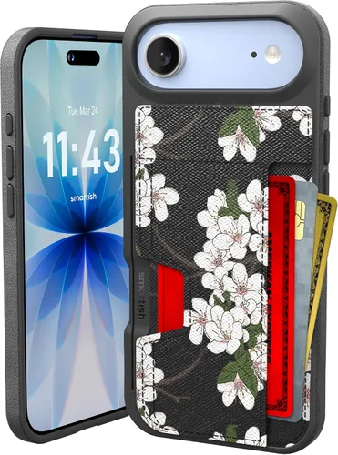 Vista 9 de Smartish Funda tipo cartera para iPhone 11 Pro - Wallet Slayer Vol. 2 [soporte protector delgado] tarjetero (seda) - Black Tie Affair Holds 3