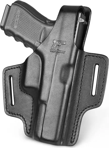Vista 9 de OWB Leather Holster for Glock 17 19 19X 22 23 45, Taurus G2C/G3C, Sig P320 Compact, Colt 1911 5’’ No Rail – Full Grain Leather, Thumb Break