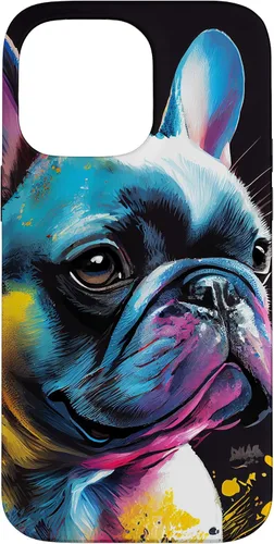 Vista 21 de French Bulldog Puppy Colorful Illustration Graphic Case for iPhone 17