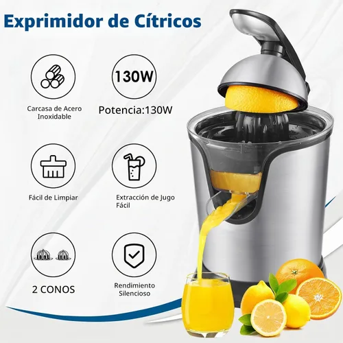 Vista 2 de JUSANTE Exprimidor de cítricos, máquina de exprimidor de naranja, Exprimidor de pomelo de lima manos libres de acero inoxidable, Exprimidor