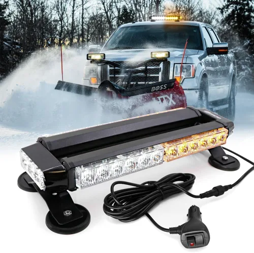 Vista 21 de Barra de luz estroboscópica de emergencia de 14.5'' con 32 LED para techo, doble lado, luz de advertencia de peligro, luz de seguridad con imán