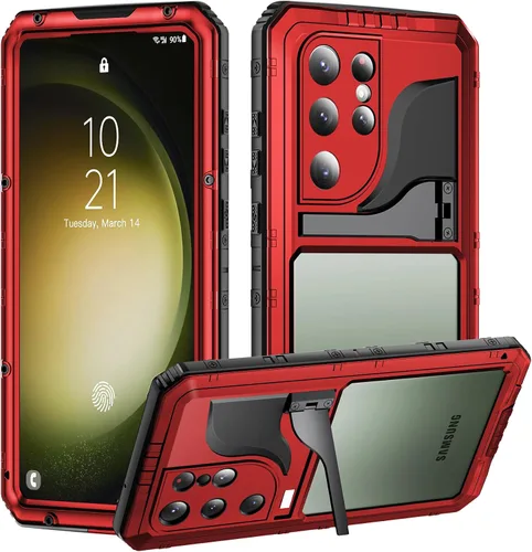 Vista 7 de Mitywah Funda impermeable para Samsung Galaxy S23 Ultra, funda de metal resistente, carcasa de cuerpo completo a prueba de golpes con protector