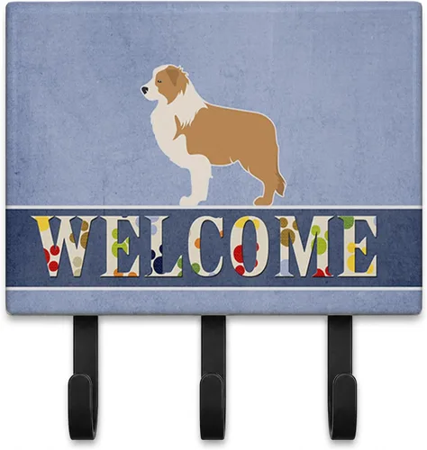 Vista 15 de Caroline's Treasures Afghan Hound - Gancho de pared de bienvenida, triple, multicolor Afghan Hound Welcome artwork on ceramic tile with three