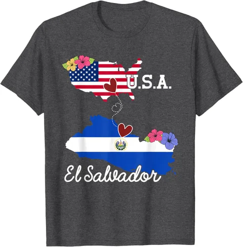 Vista 23 de Camiseta con la bandera salvadoreña de El Salvador de Estados Unidos para mujeres y hombres