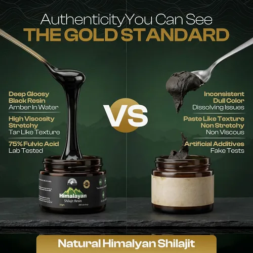 Vista 8 de Shilajit orgánico puro del Himalaya de grado dorado para hombres y mujeres, Himalaya 75%+ ácido fúlvico y 85+ oligominerales, resina para energía e