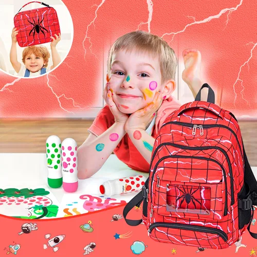 Vista 6 de FunnyGifts Mochilas para niños y niñas, mochila escolar para escuela primaria y preescolar para niños de 4, 5, 6, 7, 8, 9, 10, 11, 12