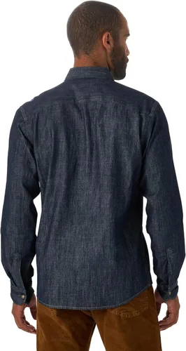 Vista 2 de Wrangler Camisa icónica de ajuste regular para hombre Mezclilla (Rinse Denim)