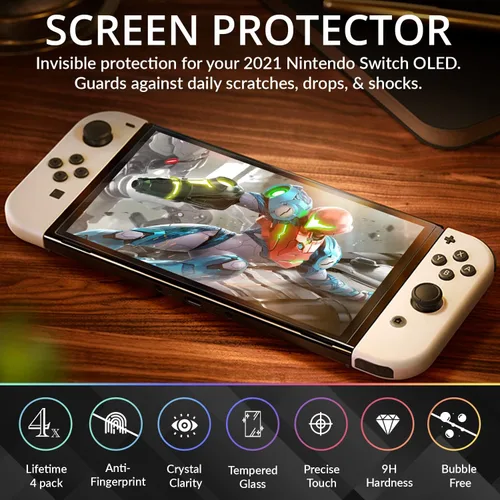 Vista 4 de Orzly VR - Protector de pantalla de cristal templado para Nintendo Switch