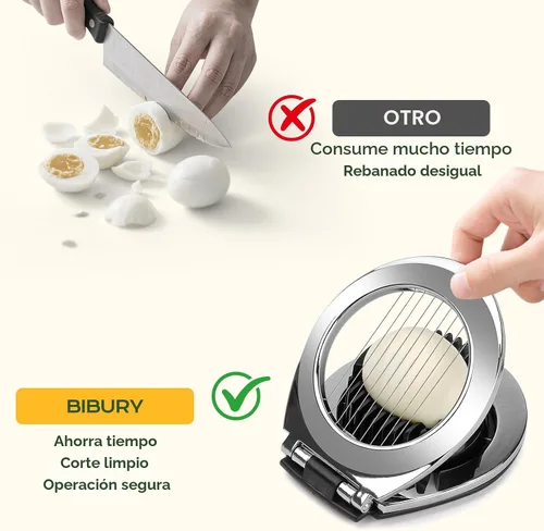 Vista 5 de Cortador de Huevos, Cortador de Huevos BIBURY para Huevos Duros, Cortador de Huevos de Alta Resistencia para Huevo, Fresa, Seta, Fruta Suave