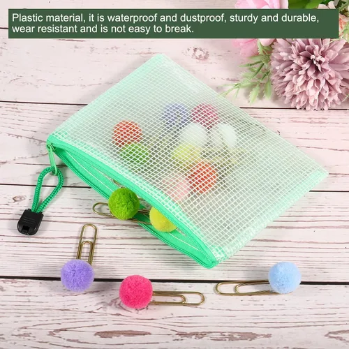 Vista 3 de YOKIVE Paquete de 6 bolsas de malla con cremallera, bolsillos de malla A6 para archivos, bolsa de plástico para documentos, ideal