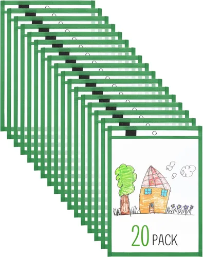 Vista 20 de Nezyo Bolsillos de borrado en seco, soportes de plástico para boletos de trabajo, bolsillos para pedidos, fundas transparentes, carpetas de boletos