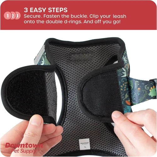 Vista 70 de Downtown Pet Supply Arnés para perro Step-in – Sin tirones, malla acolchada ajustable con ribete reflectante, correa de hebilla segura – Arnés