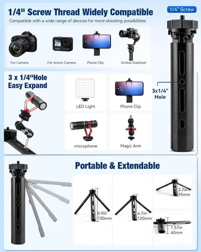 Vista 5 de Kit de vlogging para iPhone/Android, kit de inicio de TikTok YouTube para grabación de video con micrófono inalámbrico, adaptador de micrófono
