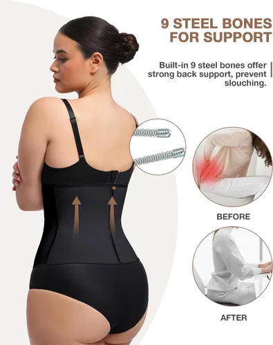 Vista 3 de Entrenador de cintura para mujer, corsé de látex bajo el busto, corsé de control de abdomen, faja deportiva de reloj de arena
