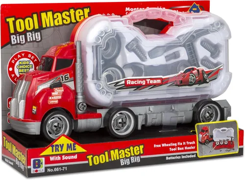 Vista 7 de Big Daddy Big Rig Tool Master - Transporte de camiones de juguete con herramientas para desmontar, construir y construir. Consigue a tu hijo este
