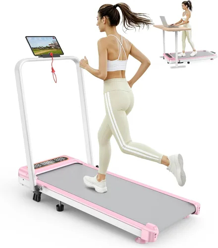 Vista 2 de Treadmill Walking Pad with 15% Incline/Handle Bar/2 LED Display, 3.5HP Portable Treadmills for Home Small, Foldable Walking Pad Treadmill 350+lb