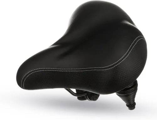 Vista 10 de Bikeroo Extra Wide Replacement Saddle - Fits Indoor & Outdoor Bicycles - Steel Spring & Elastomer Suspension - Center Cutout - Memory Foam