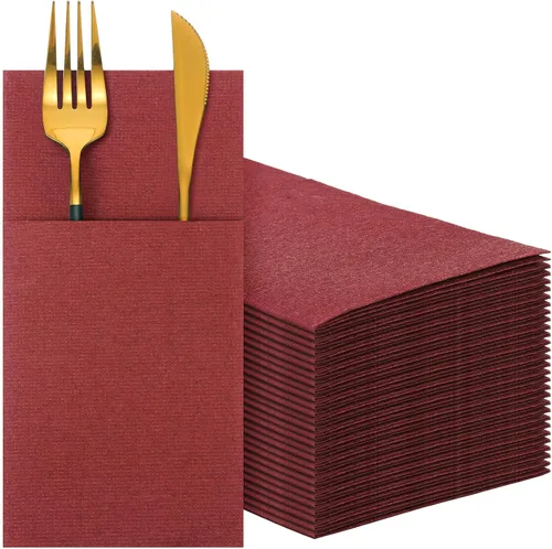 Vista 8 de Cindeer 150 Pz Servilletas de Lino Negras para Cena con Sensación de Lino, Bolsillo Plano Incorporado, Preplegadas, Toalla de Mano Desechable