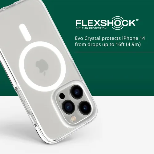 Vista 4 de tech21 iPhone 14 Pro Evo Crystal compatible con MagSafe® - Funda transparente que absorbe los golpes y los arañazos con protección FlexShock