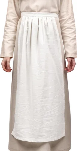 Vista 8 de FURPHI Delantal medieval pionero medio delantal renacentista de lino para mujer