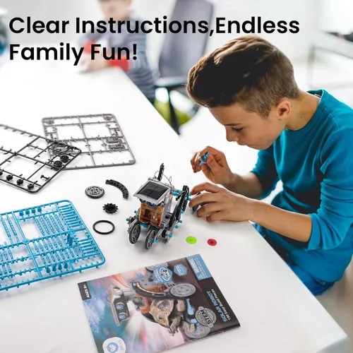 Vista 7 de Sillbird Kit de construcción de robot solar 12 en 1, regalo STEM para niños 12in1-azul gris
