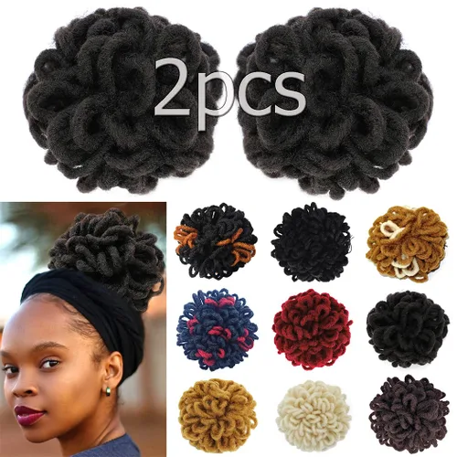 Vista 23 de DreadLocks Chignons Afro High Puff Cola de Caballo con Cordón Moño de Cabello Postizos Faux Locs Chignons con Clip Cola de Caballo para Mujeres