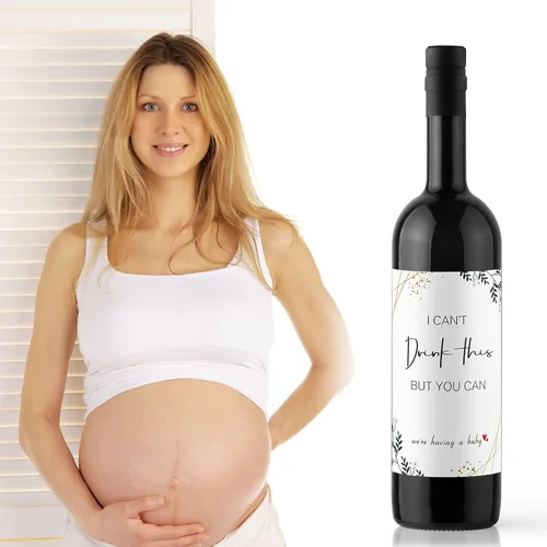Vista 4 de Etiquetas de vino para anuncios de embarazo, 8 unidades ● Etiquetas de vino para anuncios de bebé, anuncio de embarazo para tías, revelación