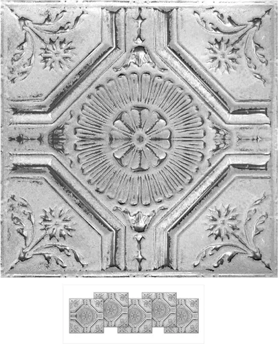 Vista 27 de American Tin Ceilings Kit de 5 unidades: azulejos metálicos para clavar en patrón #2 clavado y color sin terminar. 24 x 24 pulgadas
