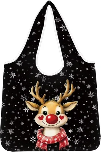 Vista 25 de Belidome Bolsa de comestibles con diseño de donas de ajolotl para compras, lavable, reutilizable, con bolsillo para asa