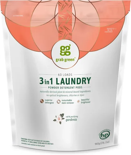Vista 10 de Grab Green Cápsulas de detergente 3 en 1, 24 unidades, sin fragancia, a base de plantas y minerales, poder de limpieza superior, removedor
