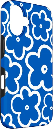 Vista 3 de Funda floral azul y blanca con diseño de flores silvestres para iPhone 16