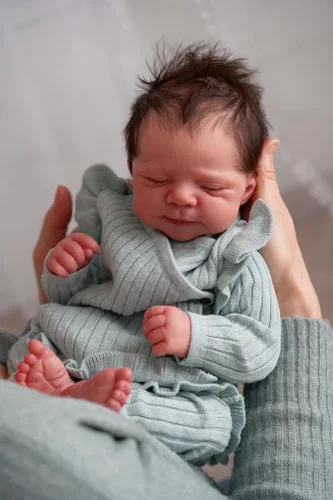 Vista 2 de Zero Pam Muñecas Bebé Reborn Realistas Niño 18 Pulgadas Niña Recién Nacida Realista Ojos Cerrados, Muñeca de Bebé Recién Nacido con Cuerpo de Tela