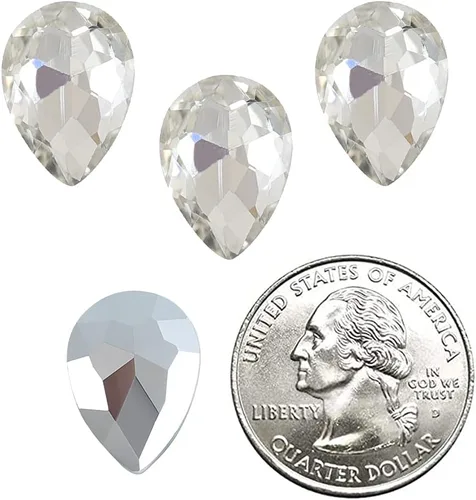 Vista 6 de Lágrima de cristal de 0.512 x 0.709 in con diamantes de imitación grandes Pointback para manualidades, fabricación de joyas, zapatos, cuentas