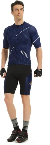 Vista 8 de Santic Conjunto de camiseta de ciclismo para hombre, pantalones cortos de ciclismo de manga corta acolchados, traje de ciclismo para ciclismo, ropa