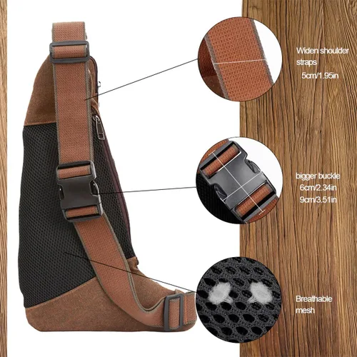 Vista 3 de Leathario Bolso bandolera de cuero para hombre, bolso de pecho de un hombro, bolso cruzado mochila para hombre, Einheitsgröße, Bolsos de hombro