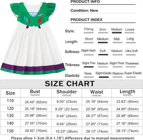 Vista 6 de Eledobby Buzz Lightyear Dress for Girls Kids Buzz Costume Halloween Dress Up Birthday Party Outfits