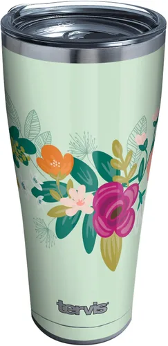Vista 13 de Tervis Neo Mint Floral Hecho en Estados Unidos - Vaso aislado de doble pared con aislamiento mantiene las bebidas frías y calientes, 16 onzas