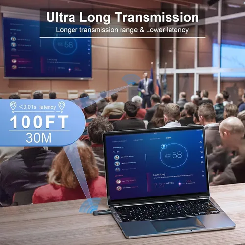Vista 4 de Transmisor y receptor HDMI inalámbrico, extensor HDMI inalámbrico TTQ compatible con 4K, carcasa de metal, pantalla LED, rango de 100 pies, 2.4G