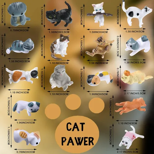 Vista 2 de Blulu 16 piezas de figuras de gato realistas de juguete encantadoras figuras de gatos mini gatos en miniatura, juguete para jardín, hogar, fiesta