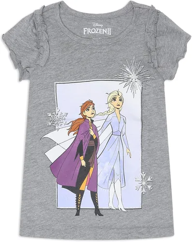 Vista 4 de Disney Frozen - Conjunto de camisetas y leggings de Elsa, Anna y Olaf para niñas pequeñas y pequeñas, color morado, azul y gris