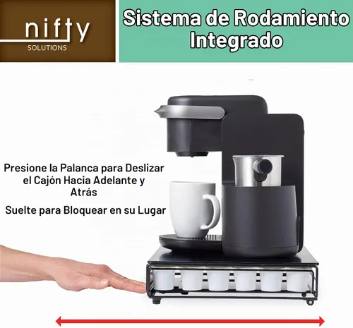 Vista 6 de Nifty Solutions Capacity Nifty - Mini acabado negro rodante, compatible con K-Cups, soporte de paquete de 24 cápsulas, cajón de almacenamiento