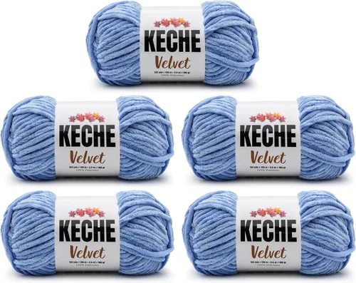 Vista 18 de Keche Hilo para ganchillo, hilo de terciopelo, chenilla suave, manta de bebé voluminosa amigurumi Yarn 3.53 oz (132 yardas) - Arona