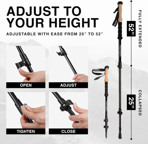 Vista 4 de Montem Ultra Light Trekking, Walking, and Hiking Poles - Collapsible, Lightweight, Quick Locking, Weather-Resistant and Ultra Durable (2-Pack)