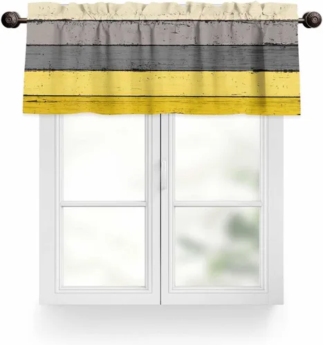 Vista 18 de Cenefa de cenefa retro rústica, antigua granja, madera de granero, rojo y marrón, cenefa de ventana para sala de estar, dormitorio, cenefa corta