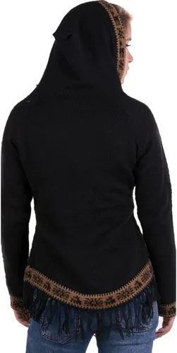 Vista 5 de Gamboa - Suéter de alpaca con capucha - Elegante suéter de alpaca para mujer - Negro Blanco y Gris
