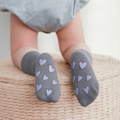 Vista 6 de BOOPH Calcetines antideslizantes para niños pequeños, 5 pares
