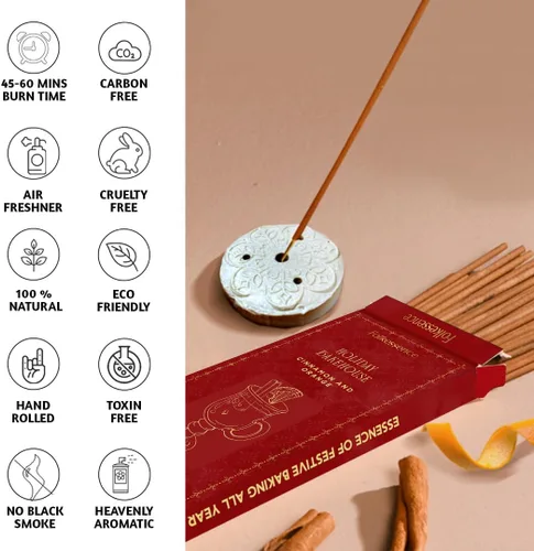 Vista 5 de Folkulture Varillas de Incienso - Juego de 100 con Soporte Varillas de Incienso Navideñas para Meditación, Espiritual, Limpiar Energía Negativa