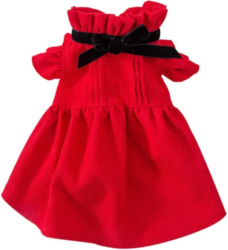 Vista 6 de Suéter Vestido de Pana Roja para Perros Pequeños Hembra Conjunto Vestido de Invierno para Perros Ropa de Cachorro Navidad